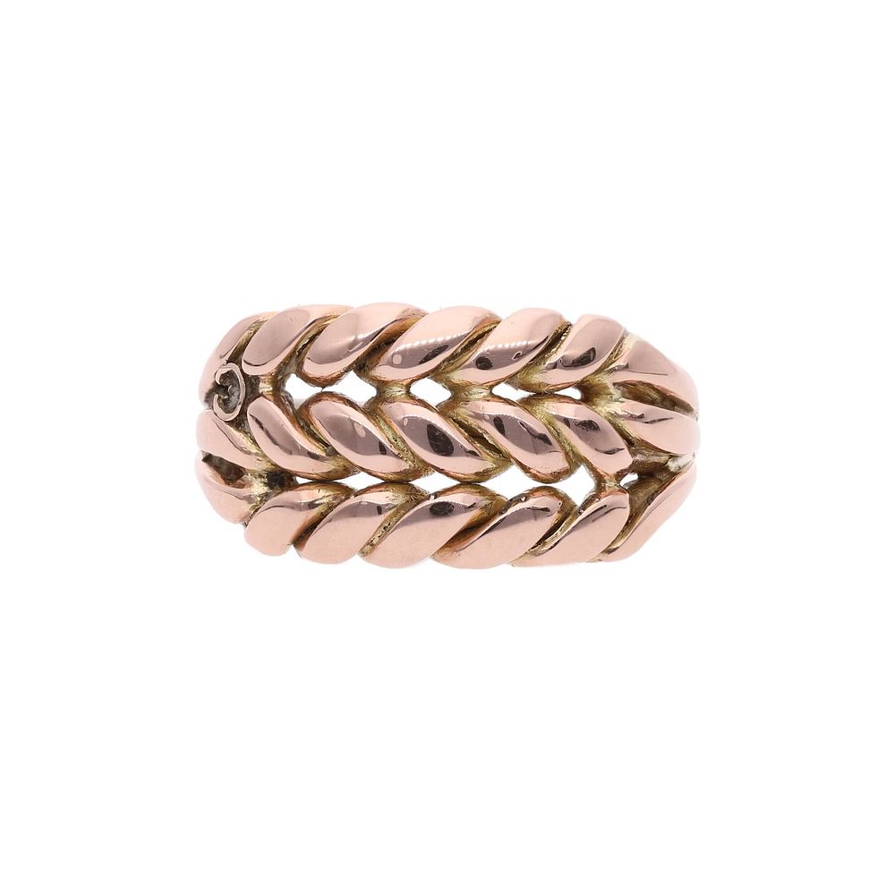 Lot 313: 9ct Rose Gold Keeper Ring, Size 5 | K
