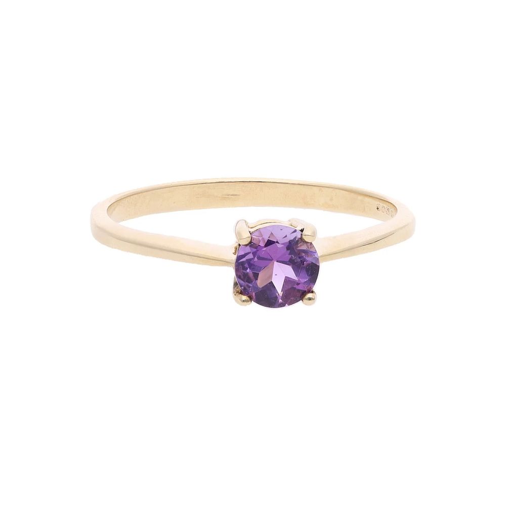 Lot 316: 9ct Gold and Amethyst Solitaire Ring, Size 6.75 US | Size N UK
