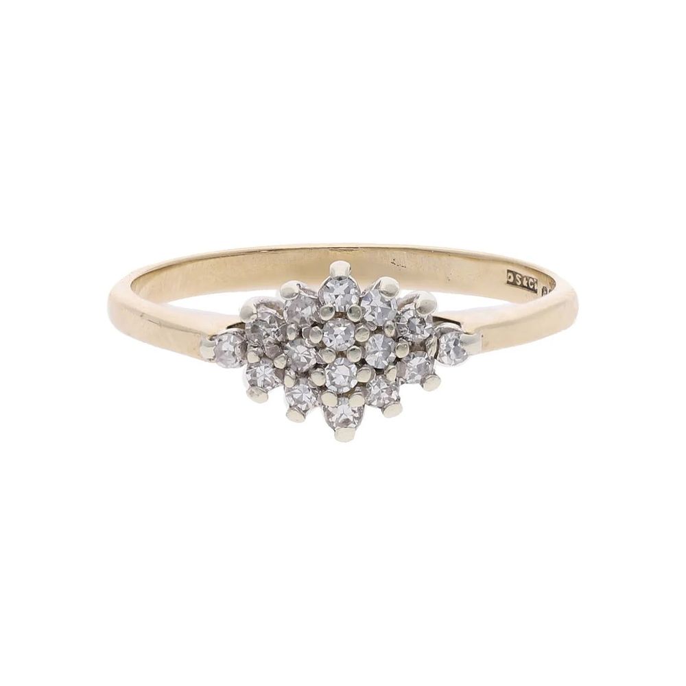 Lot 323: 9ct Gold and Diamond Cluster Ring, Size