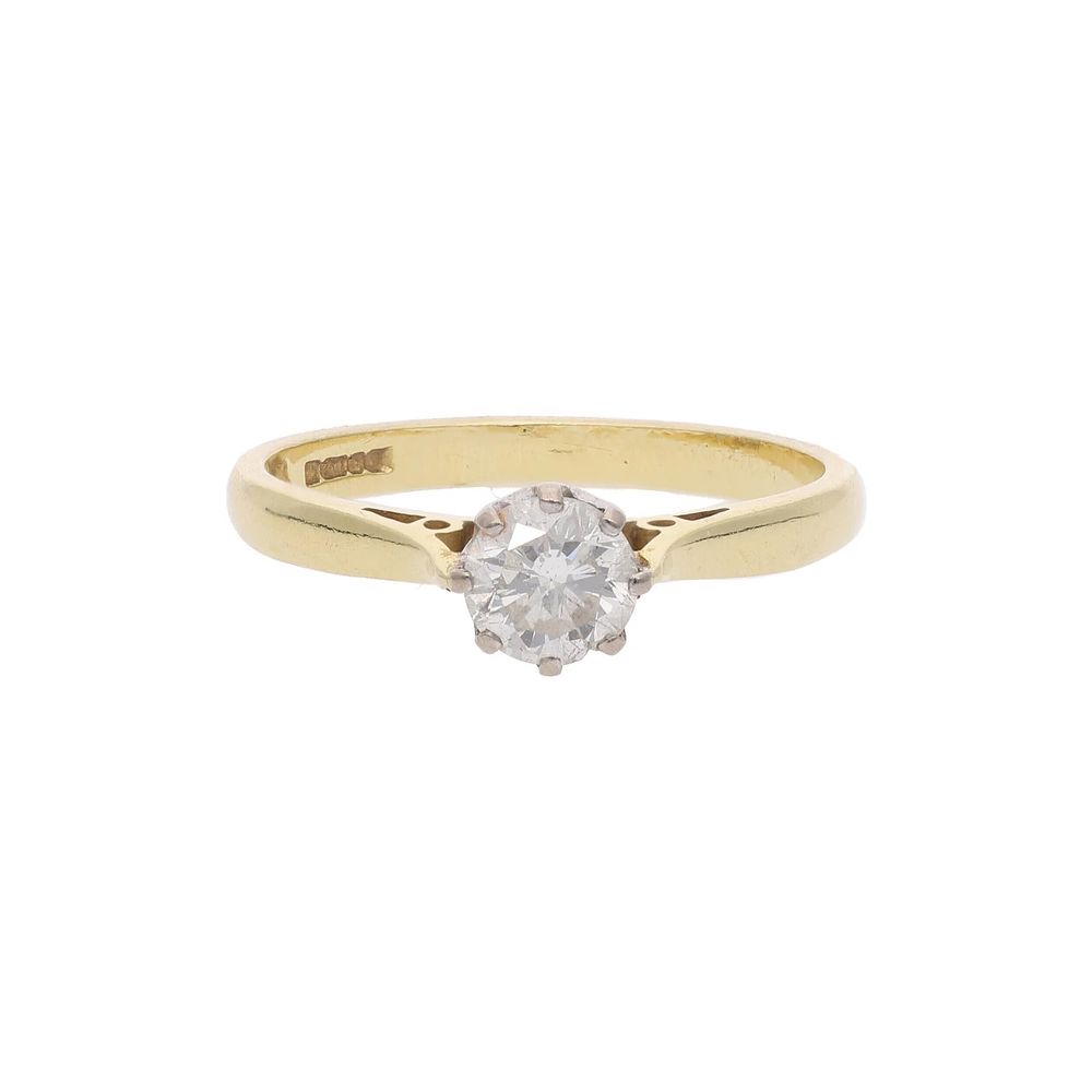 Lot 341: 18ct Gold and Diamond Single Stone Ring