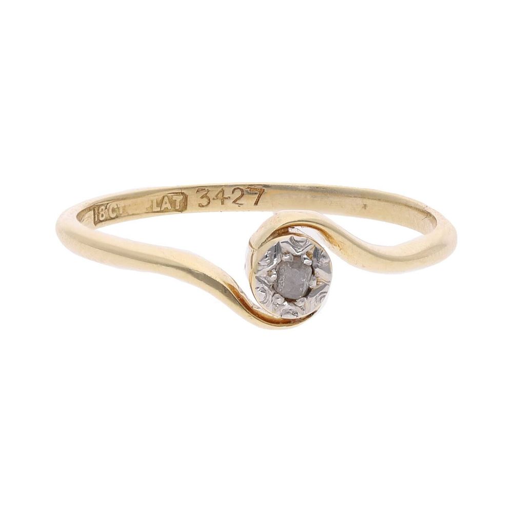 Lot 346: 18ct Gold and Diamond Single Stone Ring, Size M 1/2.
