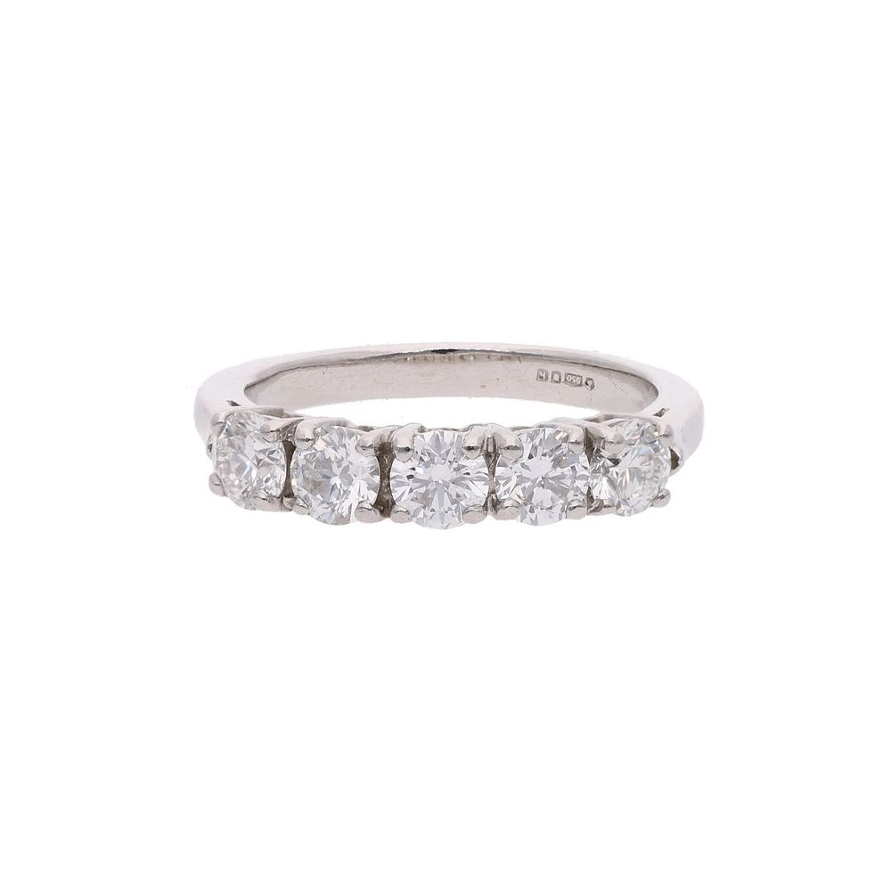 Lot 356: Platinum and Diamond Five Stone Ring.