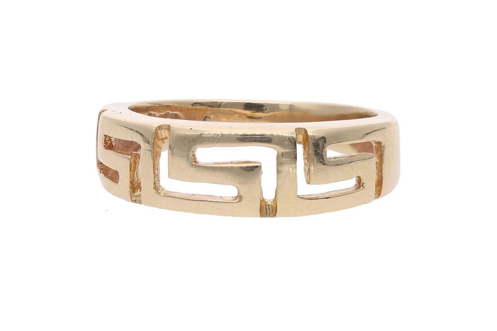 Lot 363: 14ct Gold Greek Key Band Ring, Size 5.25 US | Size K UK