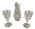 BOHEMIAN GLASS EWER AND CUPS WITH GILT HIGHLIGHTS A Bohemian glass ewer accompanied by two cups, Image - 2
