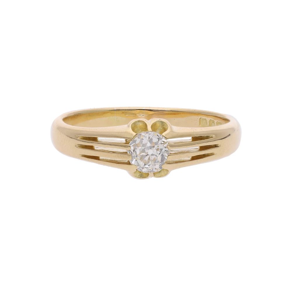 Lot 391: 18ct Gold and Single Diamond Gents Ring, Size 10 US | Size U UK