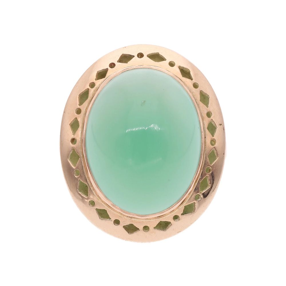 Lot 411: 14ct Gold and Chrysoprase Statement Ring, Size 6 US | Size L 1/2 UK