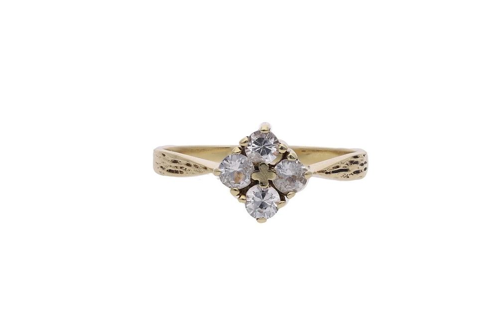 Lot 412: 14ct Gold and Clear Stone Ring, Size 7 US | Size N 1/2 UK