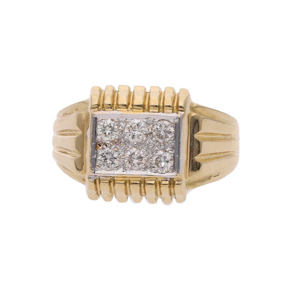 Lot 414: Quality 18ct Yellow and White Gold Diamond Gents Ring, Size 10.5 US | Size V UK
