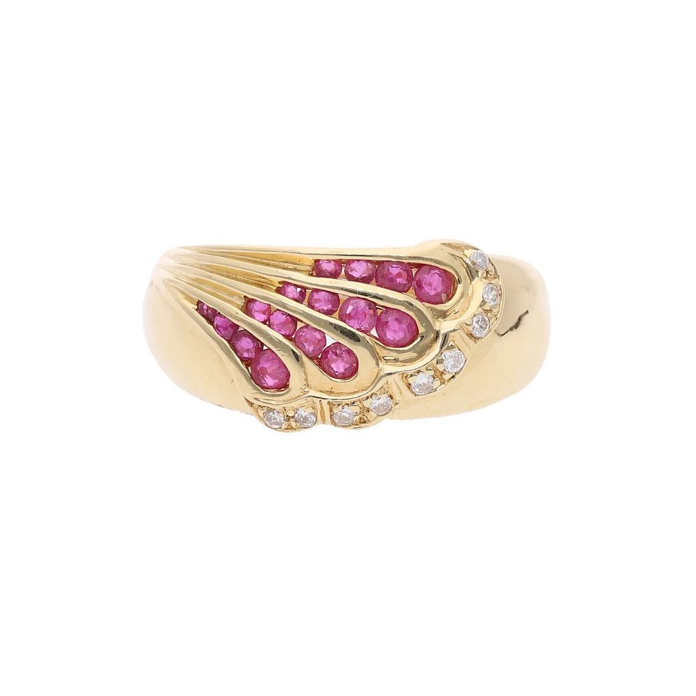 Lot 415: 18ct Gold Ruby and Diamond Dress Ring, Size 5.5 US | Size K 1.2 UK