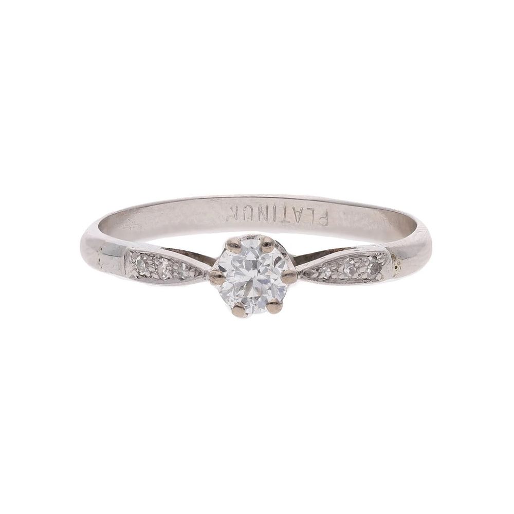 Lot 431: Platinum and Diamond Single Stone Ring, Size Q.