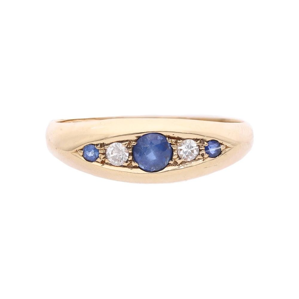 Lot 437: 18ct Gold Sapphire and Diamond Five Stone Ring.
