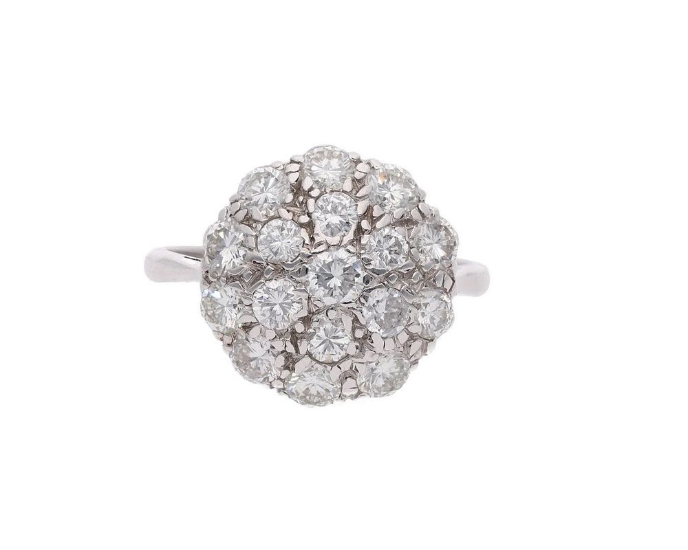 Lot 452: Platinum and 1.70ct Diamond Cocktail Dress Ring