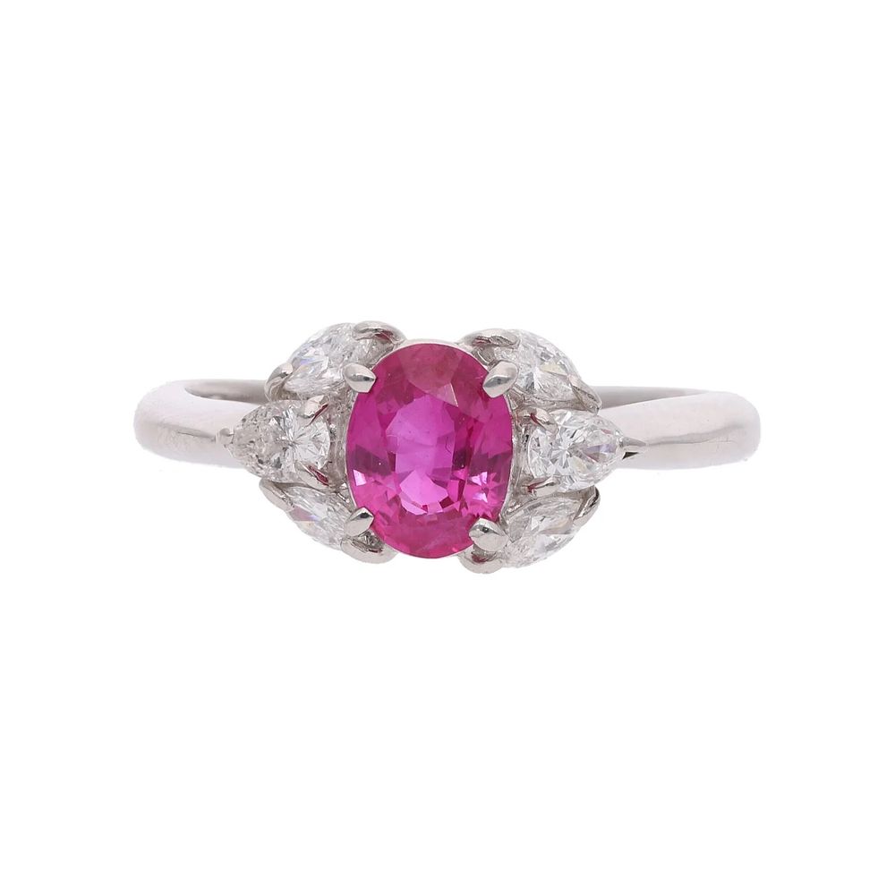 Lot 469: Platinum Oval Ruby and Diamond Ring.
