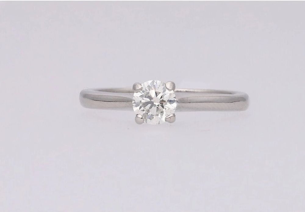 Lot 479: Platinum and 0.37ct Diamond Single Stone Solitaire Ring, Size 4.75 | J