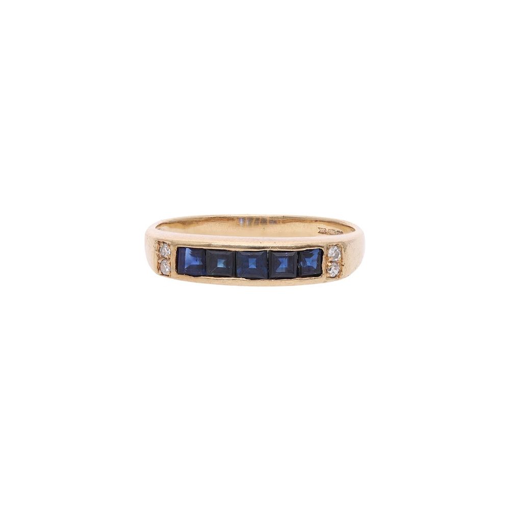 Lot 495: 9ct Gold Sapphire and Diamond Ring, Size N1/2