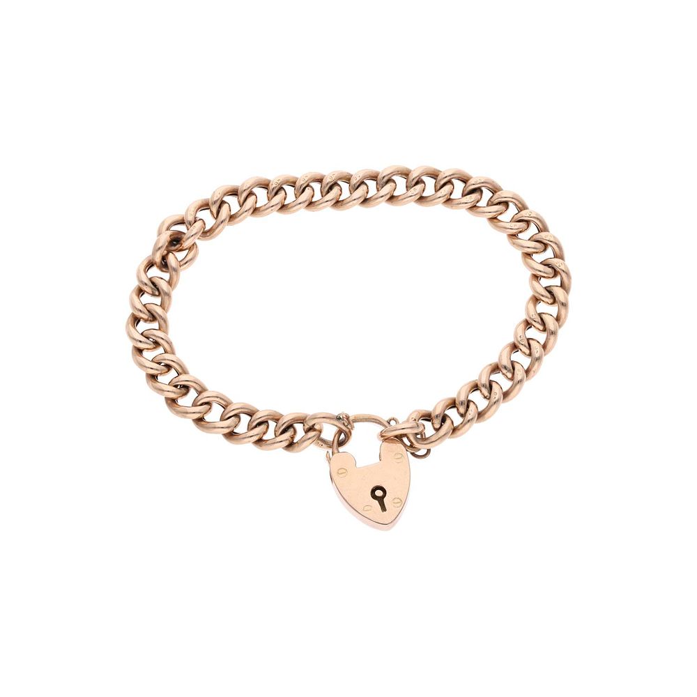 Lot 505: Antique 9ct Gold Hollow Charm Bracelet, 7.5 Inches.