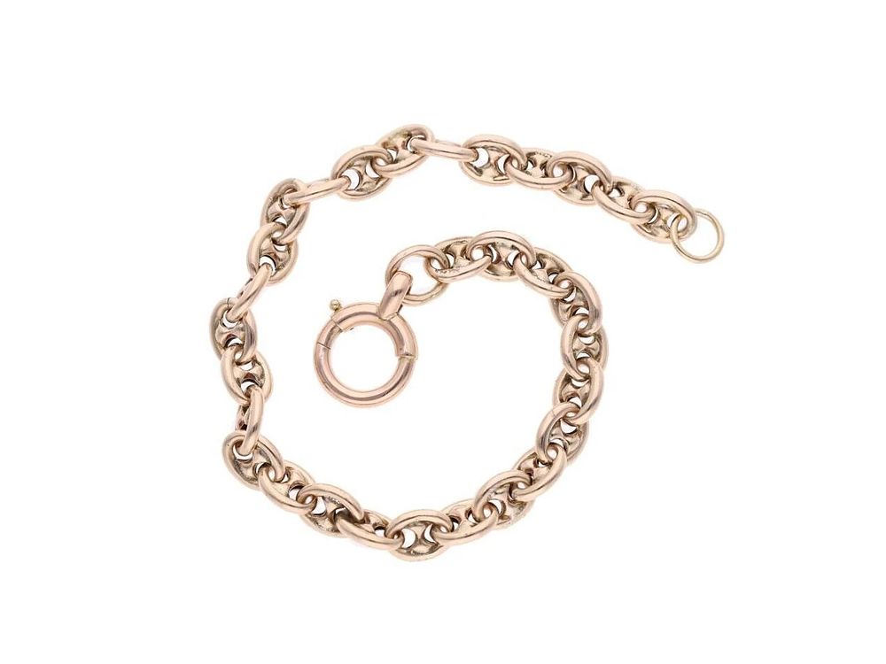 Lot 529: 9ct Gold Anchor Link Bracelet, 7.5 Inch Long.