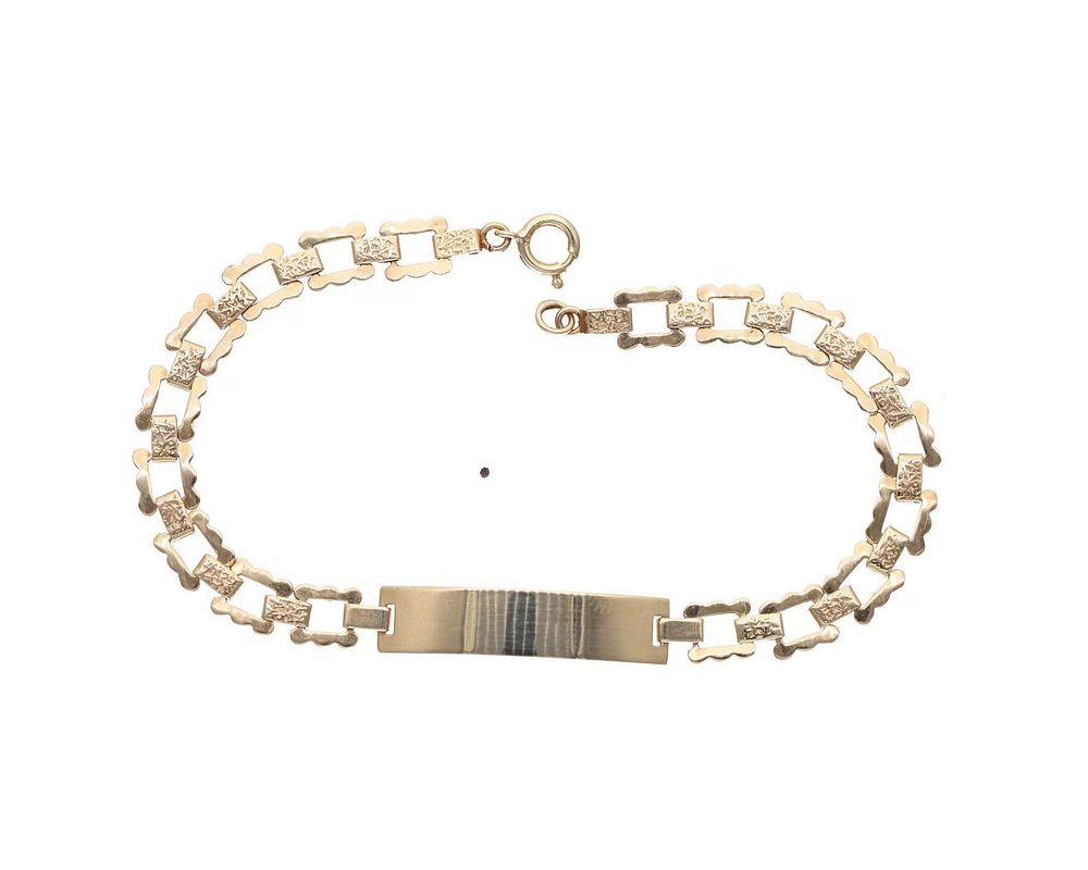 Lot 535: 9ct Gold ID Bracelet, 7.5 Inches.