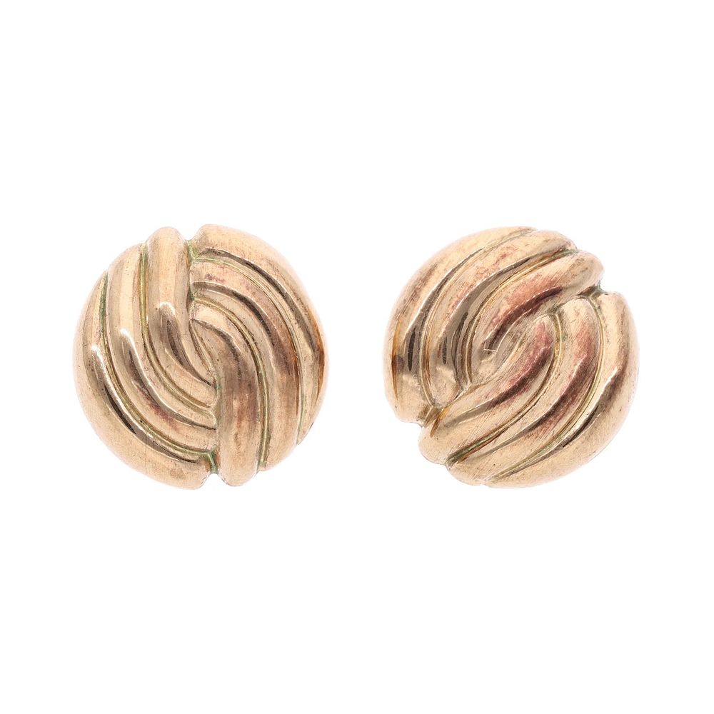 Lot 543: 9ct Gold Crossover Stud Earrings