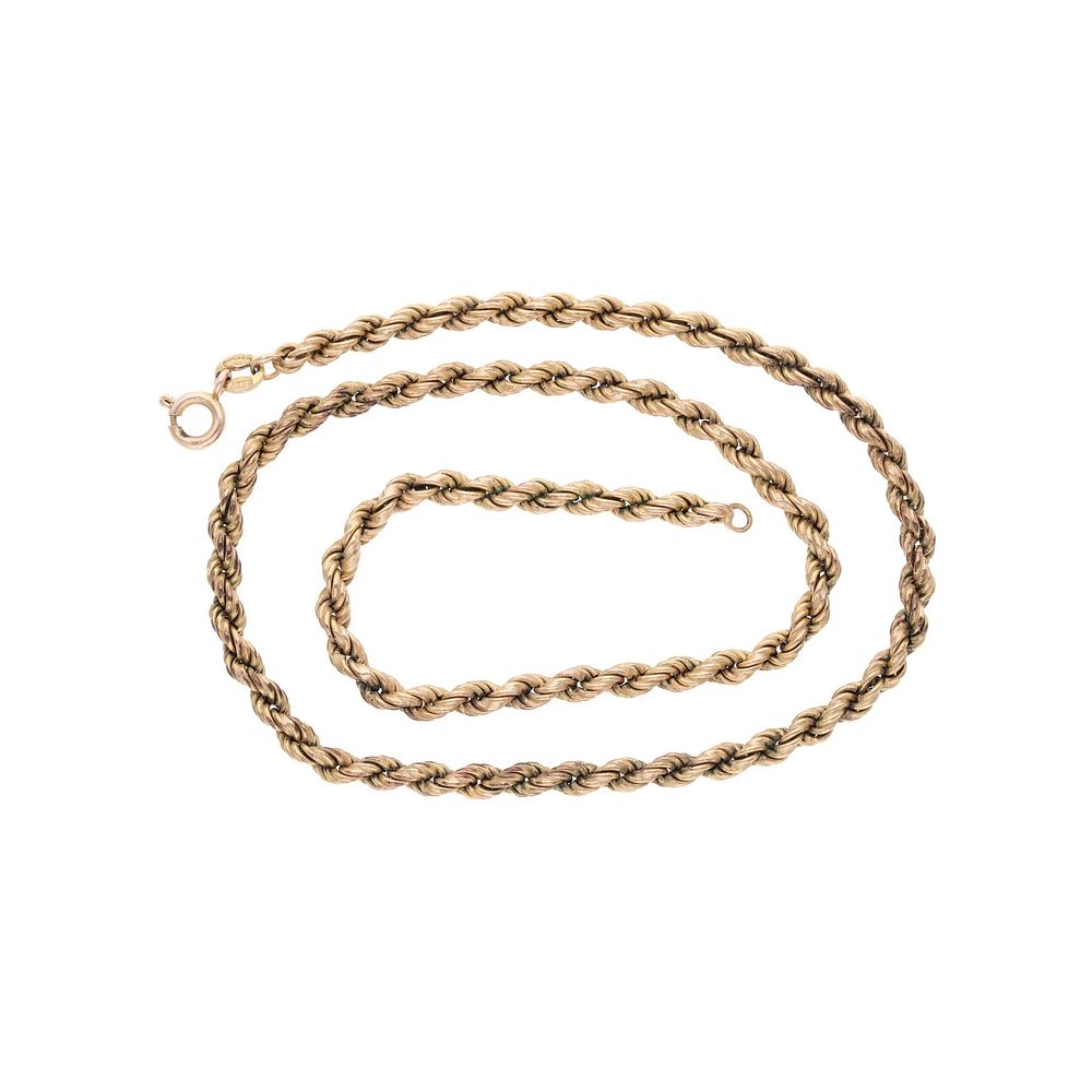 Lot 564: 9ct Gold Rope Chain, 15 Inches Long.