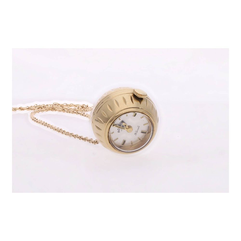 Lot 569: 9ct Gold Rotary Watch Pendant Necklace, 30 Inches Chain.