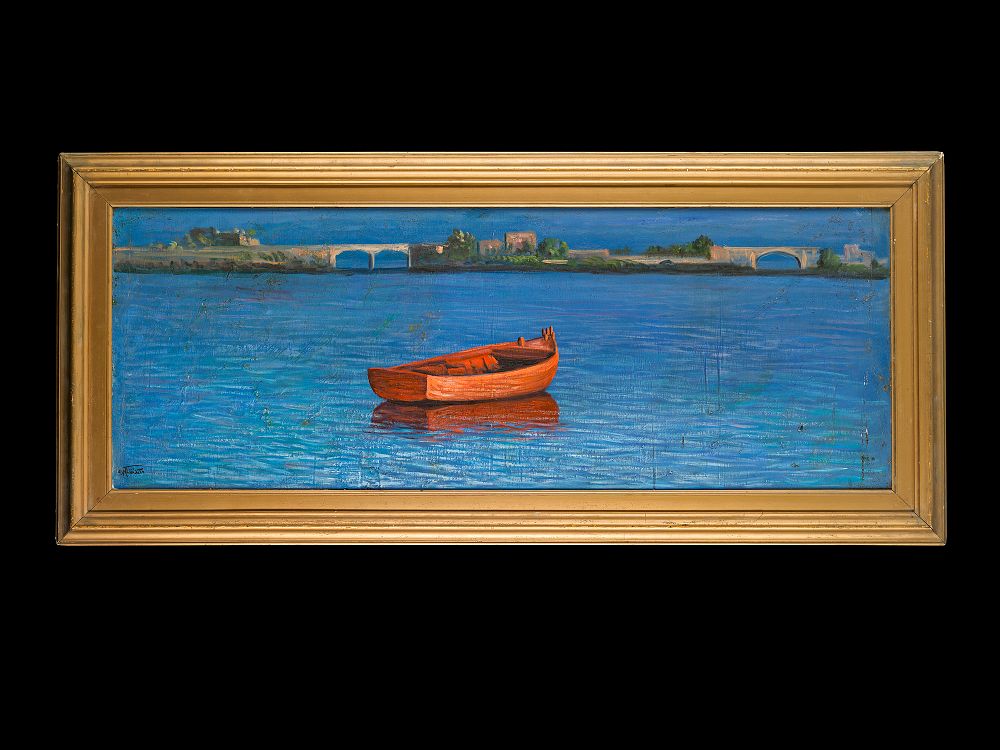 Lot 186: THE PATH AND THE DESTINY, OIL ON BOARD, MOHAMED SHAKER (EGYPTIAN B. 1947)