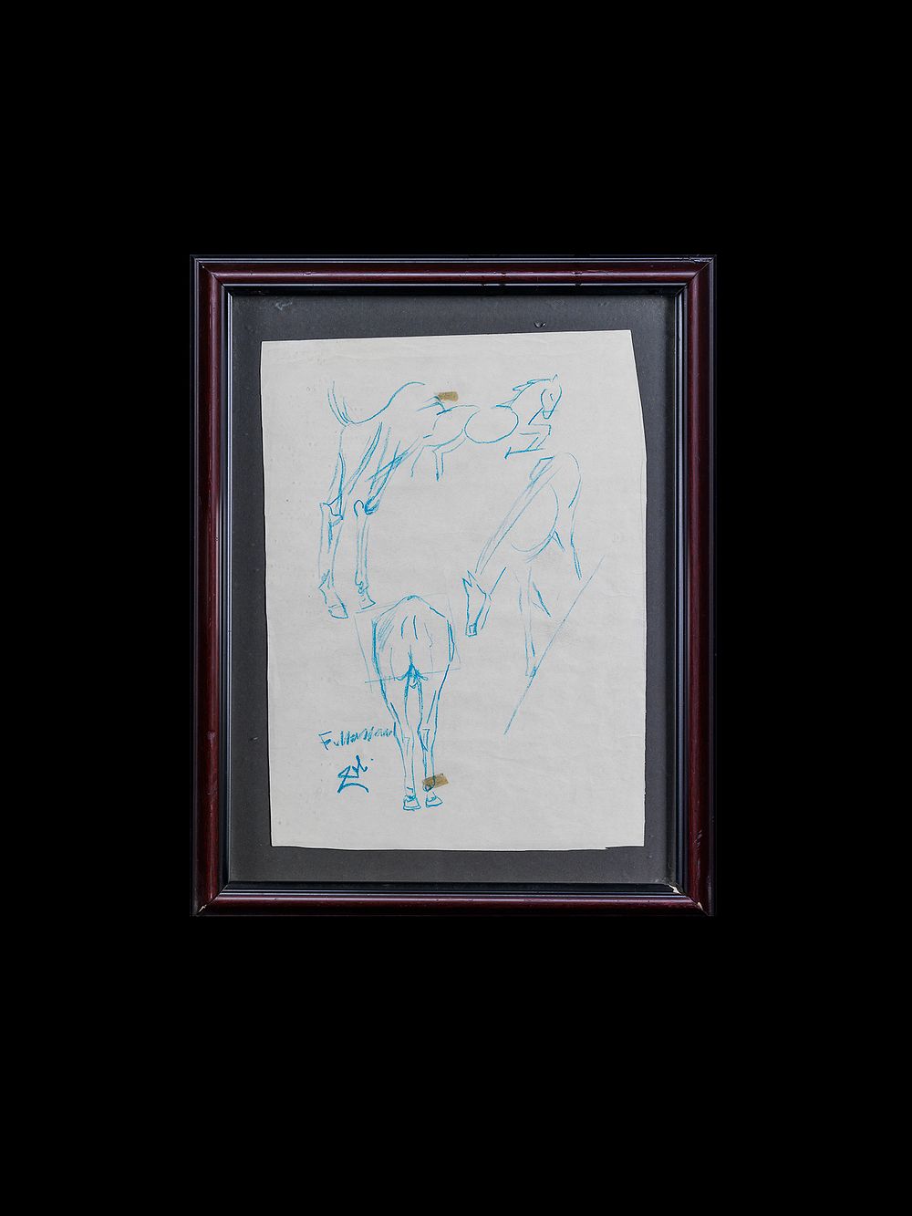 Lot 201: HORSES SKETCH, INK ON PAPER, FAEQ HASSAN (IRAQ, 1914-1992)