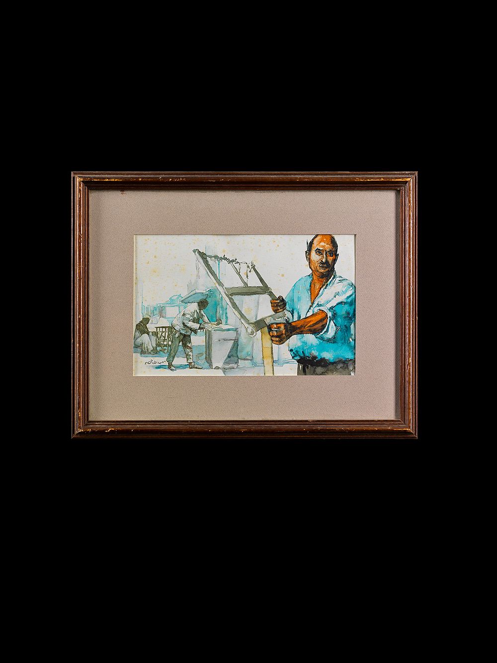 Lot 202: THE CARPENTER, WATERCOLOUR PAINTING, MOHAMMED NASSER (EGYPTIAN)