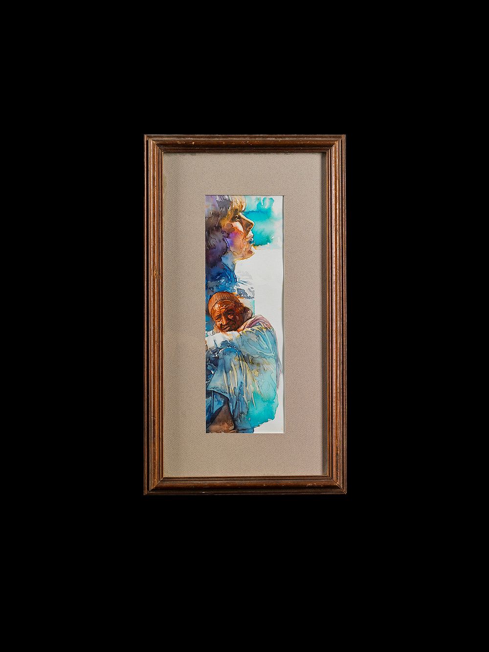 Lot 203: WOMEN GAZING OVER SEATED, WATERCOLOUR PAINTING, MOHAMMED NASSER (EGYPTIAN)
