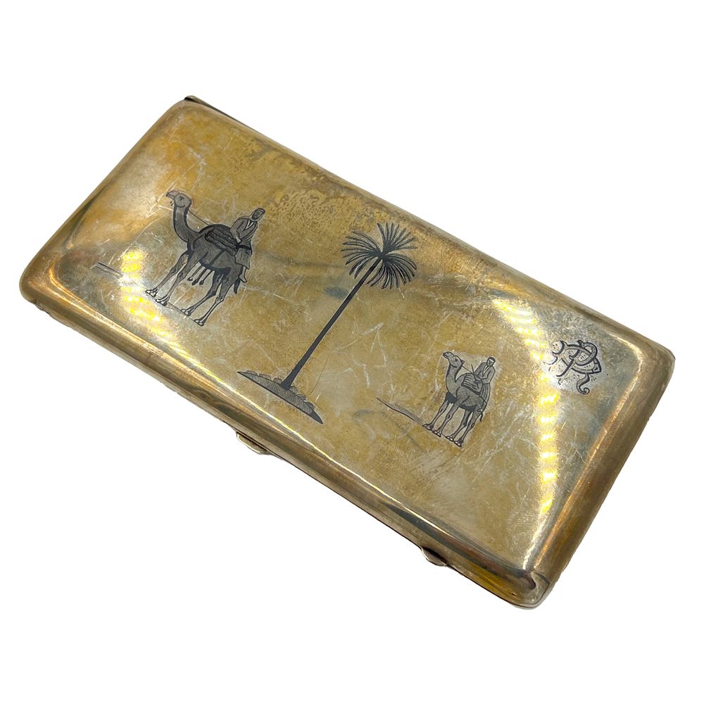 Lot 181: IRAQI NIELLO SILVER CIGARETTE CASE, 20TH CENTURY