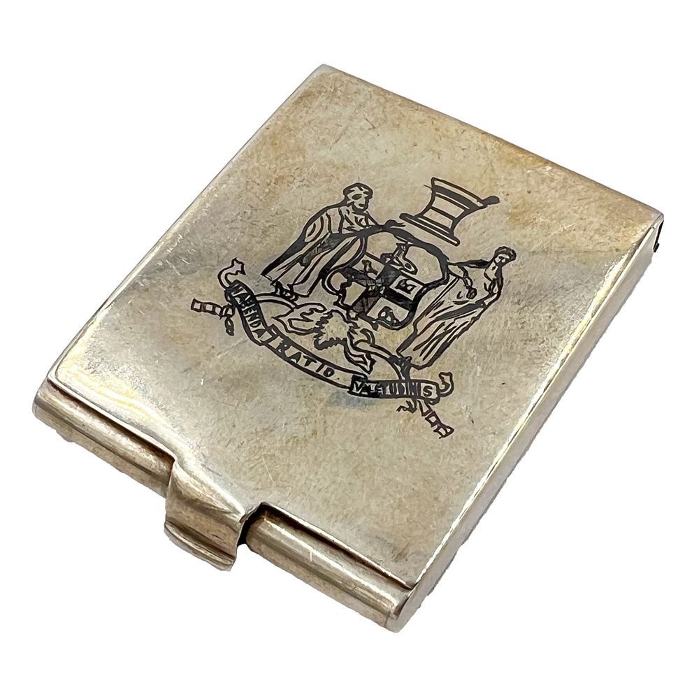 Lot 185: SILVER AND NIELLO CIGARETTE CASE, IRAQ, 20TH CENTURY