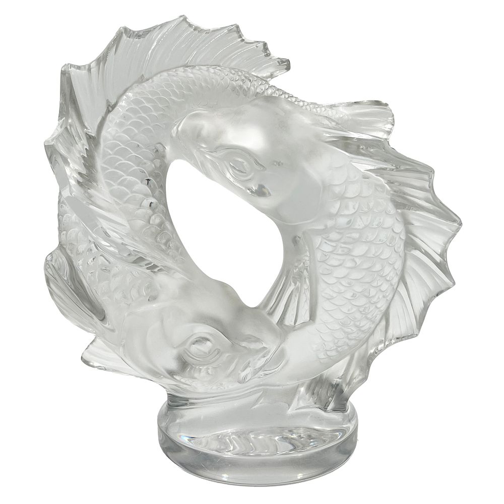 Lot 193: LARGE DOUBLE FISH SCULPTURE BY LALIQUE