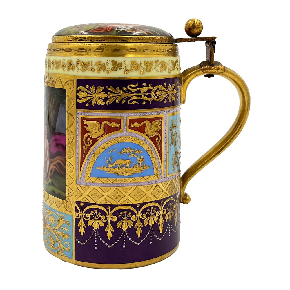 Lot 203: ANTIQUE VIENNA PORCELAIN TANKARD, 19TH CENTURY