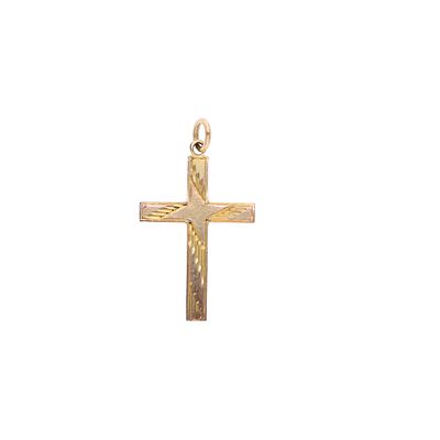 9ct Gold Cross Pendant 
HALLMARKS: marked for 9ct Gold 
MEASUREMENT: 27.5mm long by 15.6mm 