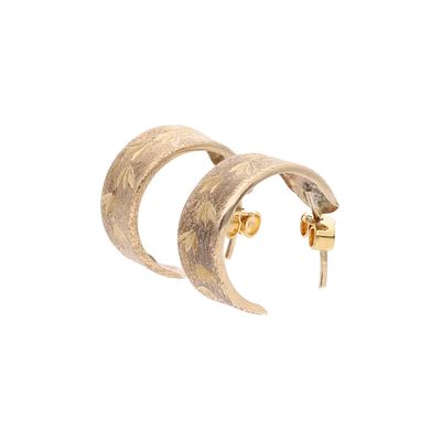 9ct Gold Hoop Earrings 
HALLMARKS: Marked for 9ct Gold 
MEASUREMENT: 15.2mm lonf by 6mm wide 