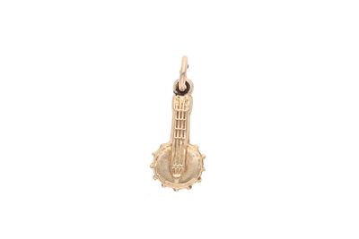 9ct Gold Mandolin Charm 
HALLMARKS: marked for 9ct Gold 
MEASUREMENT: 22.3mm long by 9.2mm 