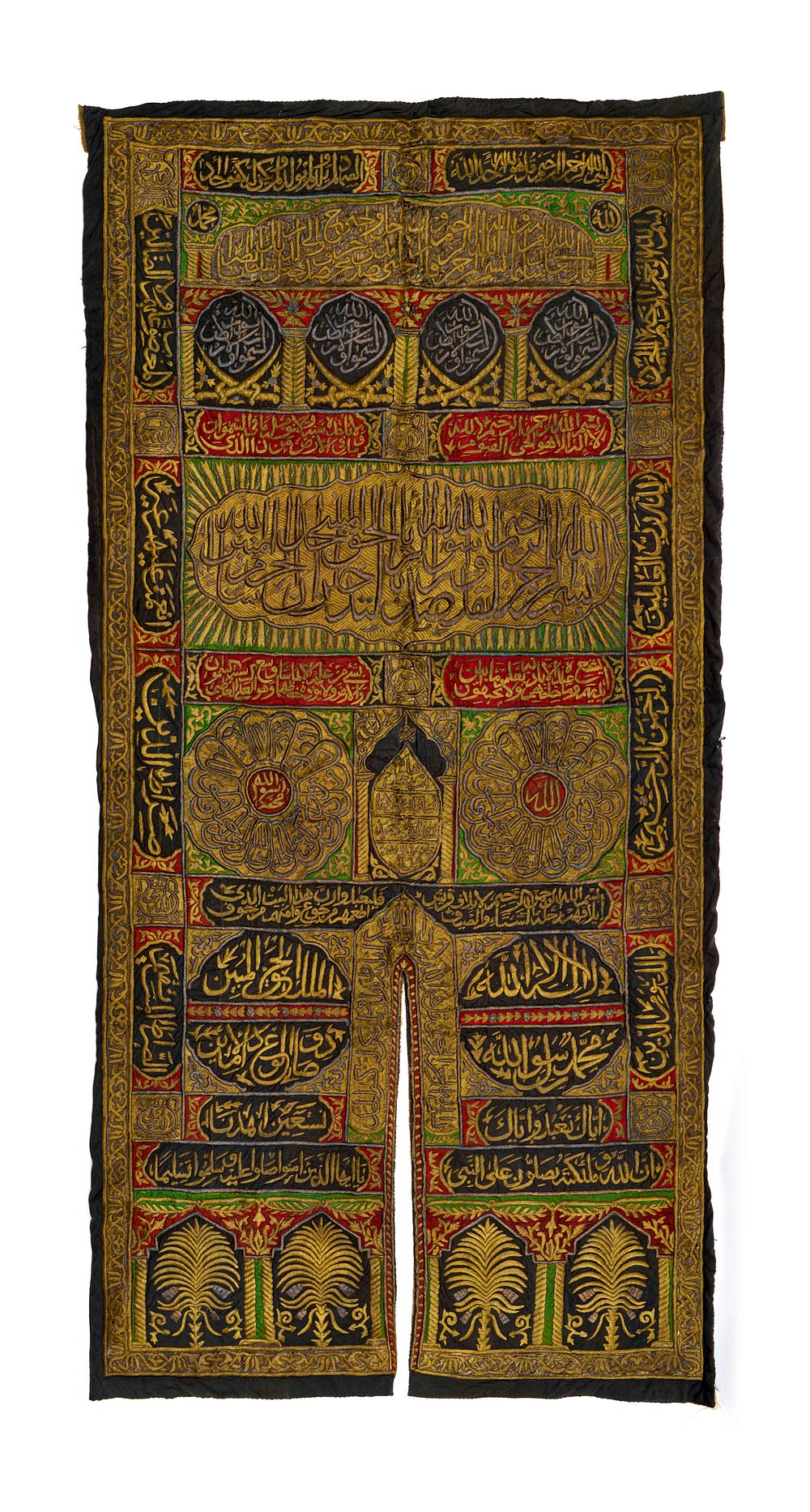 Lot 168: A SILK AND METAL THREAD EXTERNAL CURTAIN OF THE KAABA DOOR (BURQA')