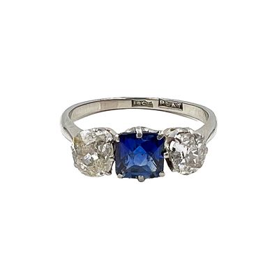 Sapphire and Diamond Platinum Ring 
HALLMARKS: Marked for Platinum 
