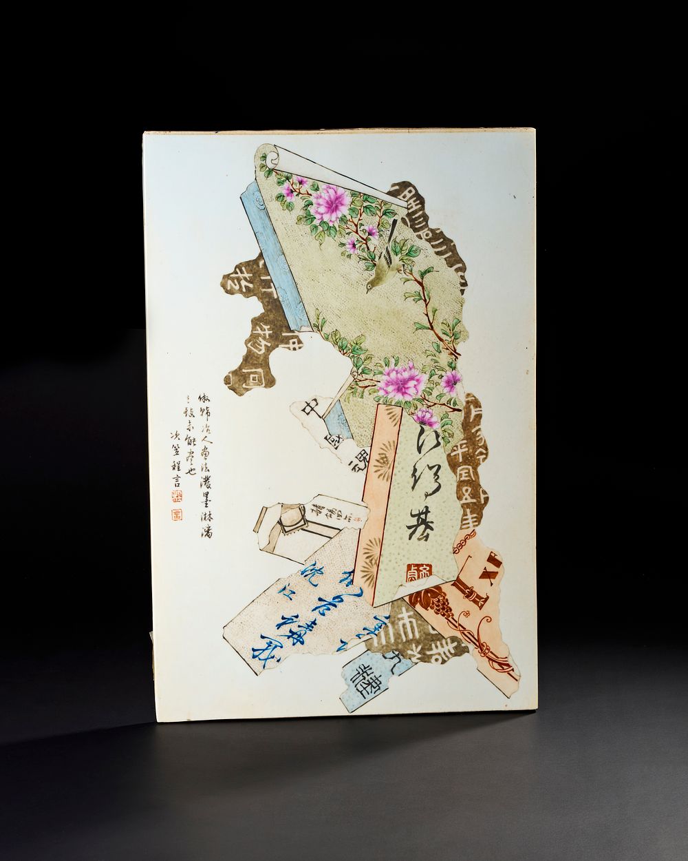 Lot 212: A LARGE CHINESE PORCELAIN "QIAN JIANG CAI" PLAQUE, REPUBLIC PERIOD, 20TH CENTURY