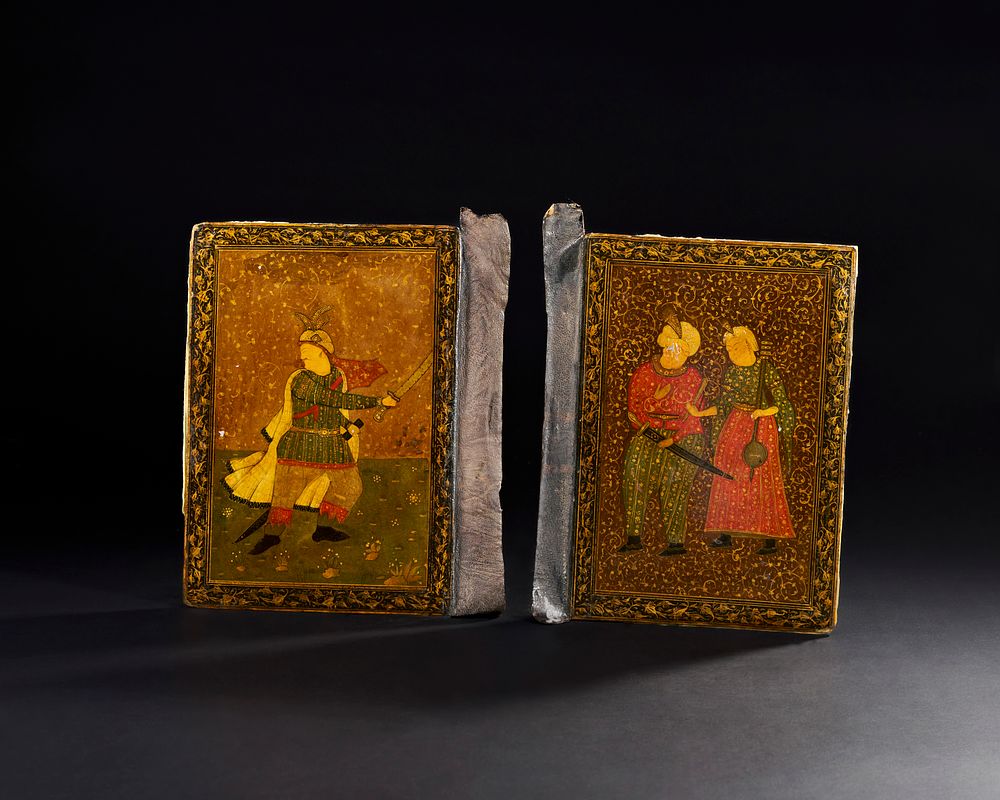 Lot 180: PERSIAN LACQUERED PANELS, POSSIBLY LATE SAFAVID BOOK BINDINGS, 18TH-19TH CENTURY