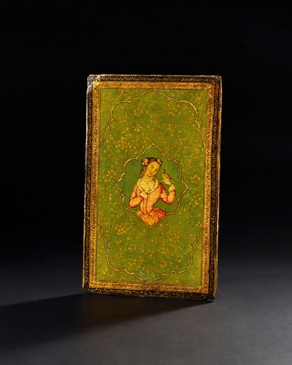 Lot 181: A FINE 19TH CENTURY PERSIAN QAJAR PAINTED AND LACQUERED PAPIER-MACHE PANEL