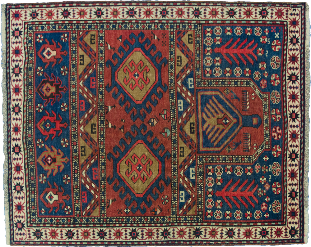 Lot 350: ANTIQUE KARABAGH RUG 127x105CM