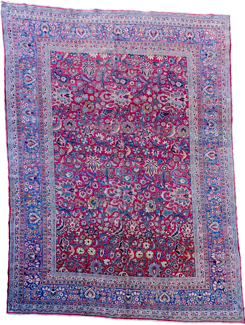 Lot 365: A LARGE WOOL MASHAHD CARPET, 422 X 300CM