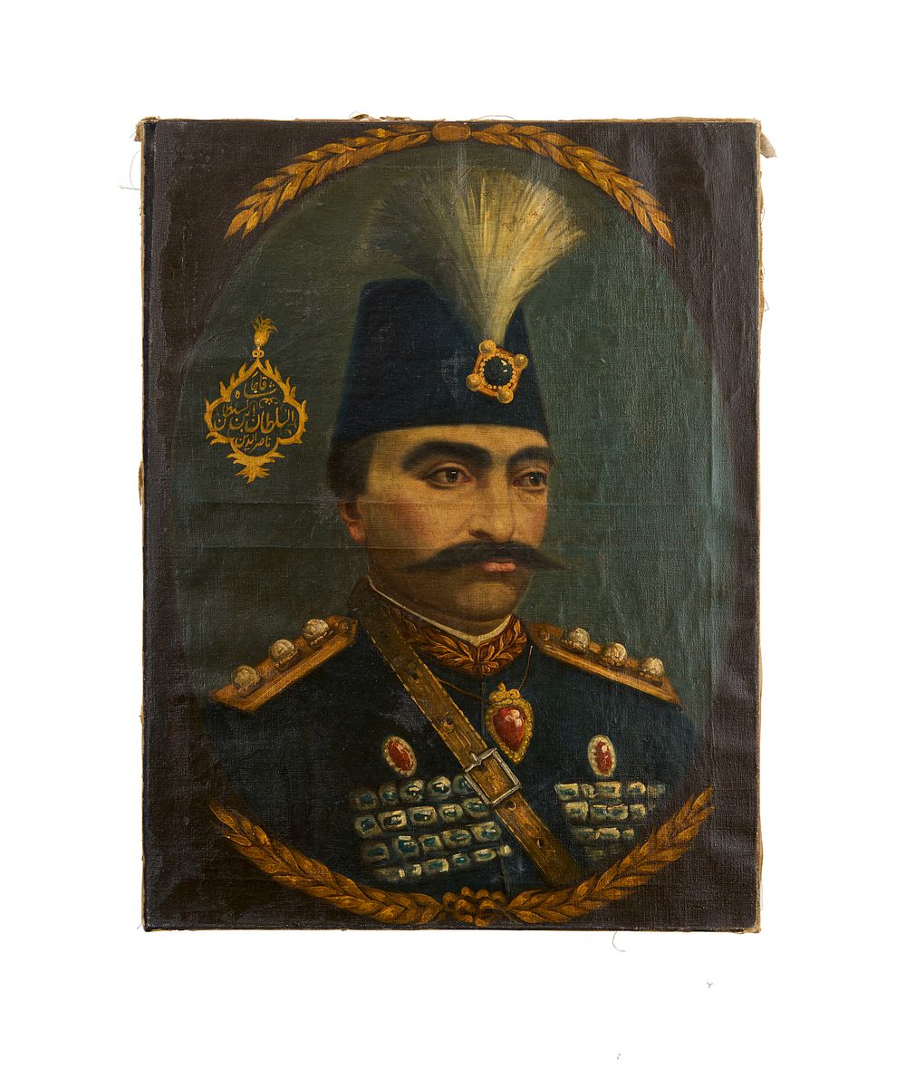 Lot 281: OIL ON CANAVS PORTRAIT OF NASSER ALDIN SHAH, 19TH CENTURY