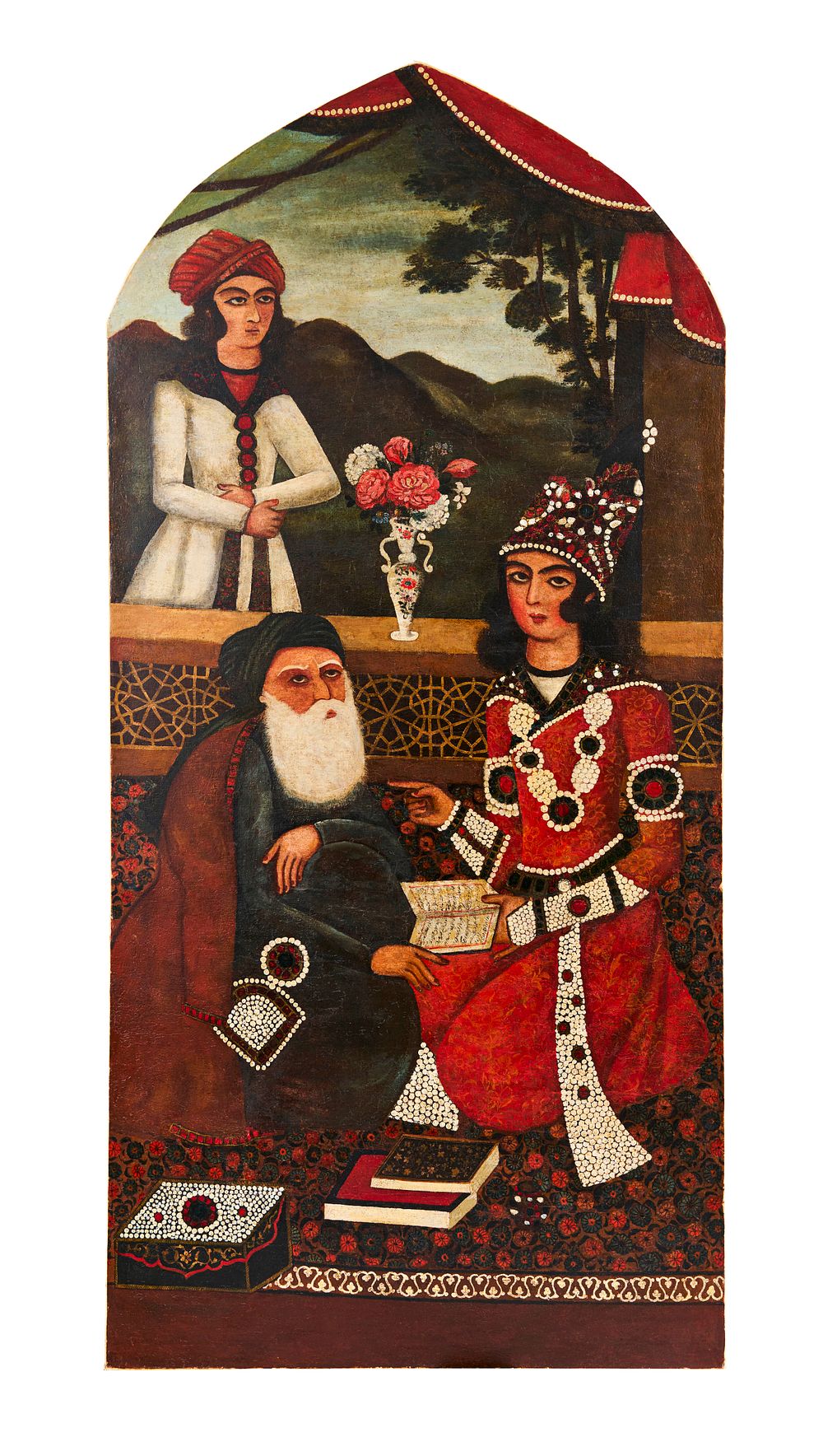 Lot 197: A SAGE AND HIS PUPIL, QAJAR, 19TH CENTURY