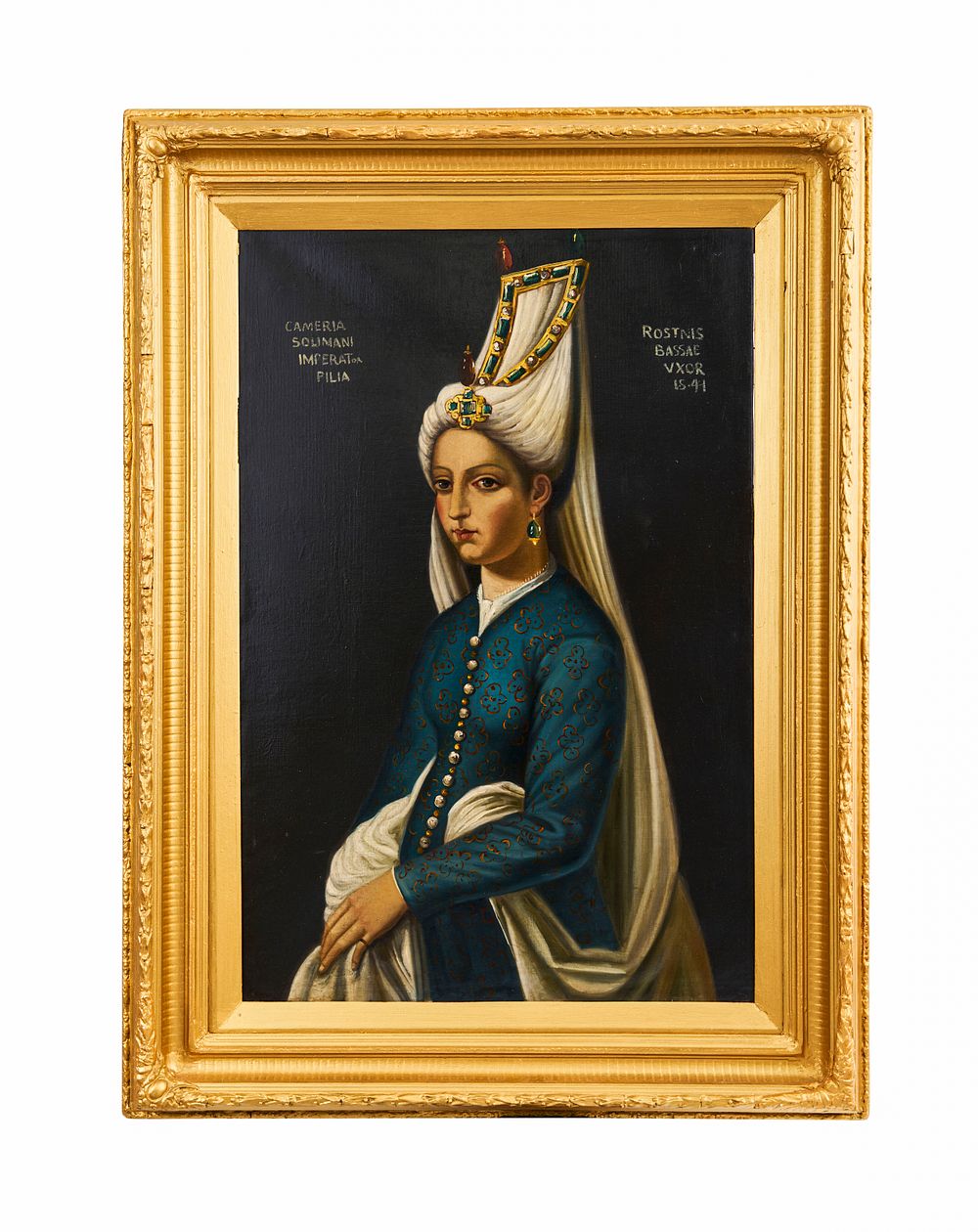 Lot 288: OIL ON CANVAS PORTRAIT OF PRINCESS MIHRIMAH SULTAN, OTTOMAN, TURKEY, 19TH CENTURY