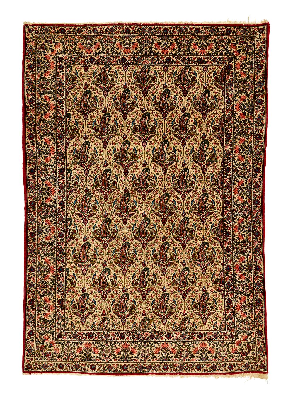 Lot 372: A HAND KNOTTED WOOL QOM RUG
