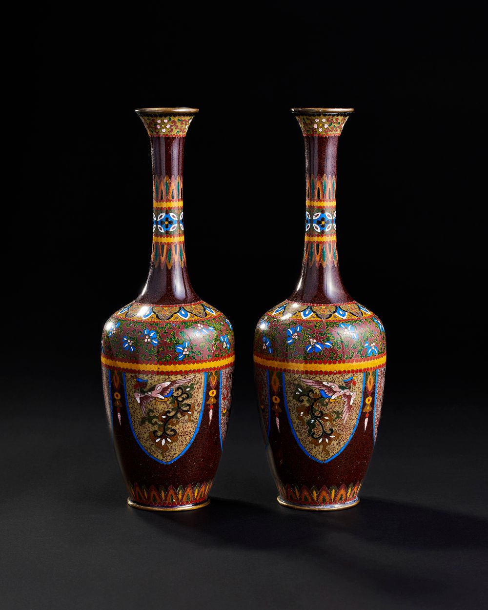 Lot 278: A PAIR OF JAPANESE CLOISONNE VASES, 19TH CENTURY
