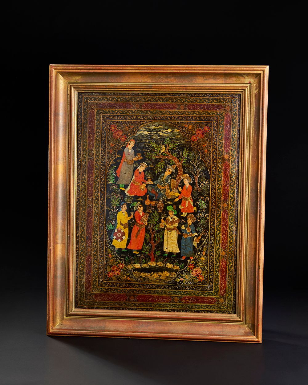 Lot 293: A QAJAR LACQUERED PAPIER-MACHE PANEL, 19TH CENTURY