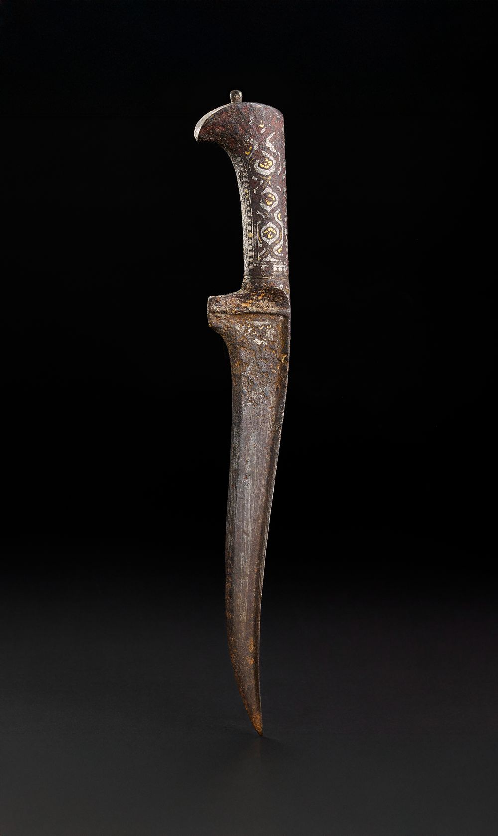 Lot 187: A MUGHAL SILVER AND GOLD INALID PESH KABZ DAGGER, INDIA, 18TH CENTURY